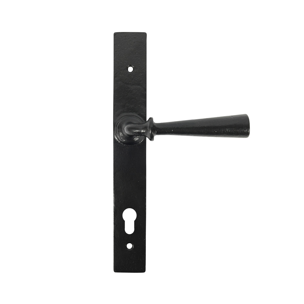 Kirkpatrick 2524 Long Backplate Lever Handle Euro - Smooth Black (Sold in Pairs)